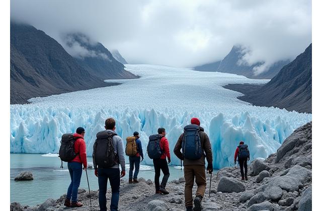 Pengembara di hadapan glasier gergasi di Patagonia