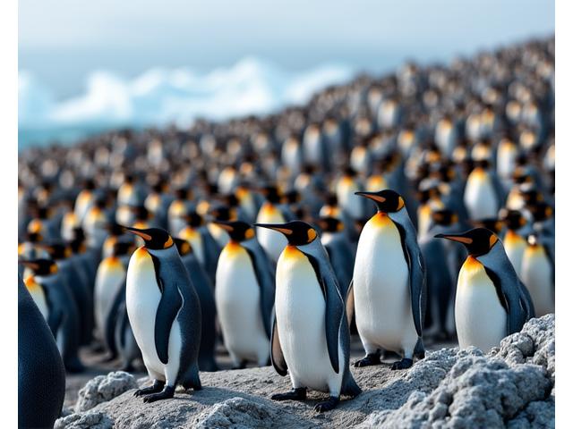 Koloni penguin raja berkumpul